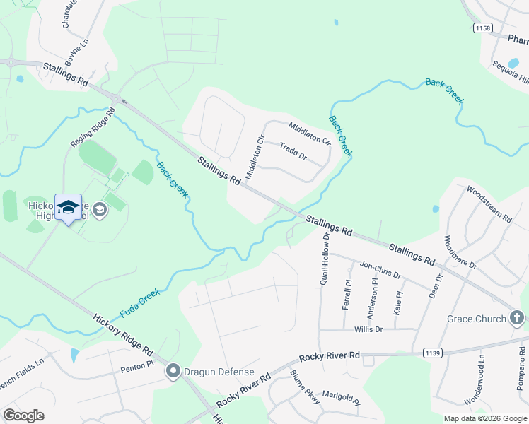 map of restaurants, bars, coffee shops, grocery stores, and more near 2915 Stallings Road in Harrisburg