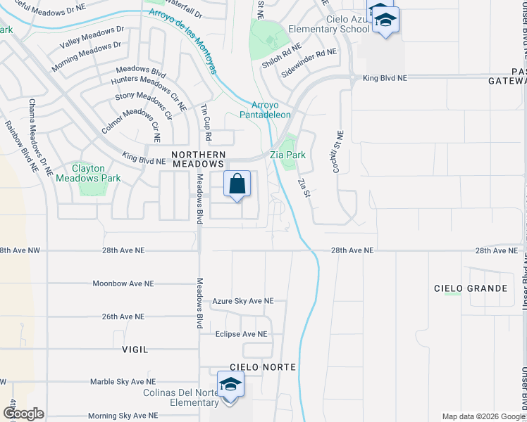 map of restaurants, bars, coffee shops, grocery stores, and more near 3016 Mason Meadows Drive in Rio Rancho