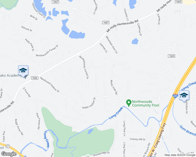 map of restaurants, bars, coffee shops, grocery stores, and more near 1828 Sugar Hollow Drive in Charlotte