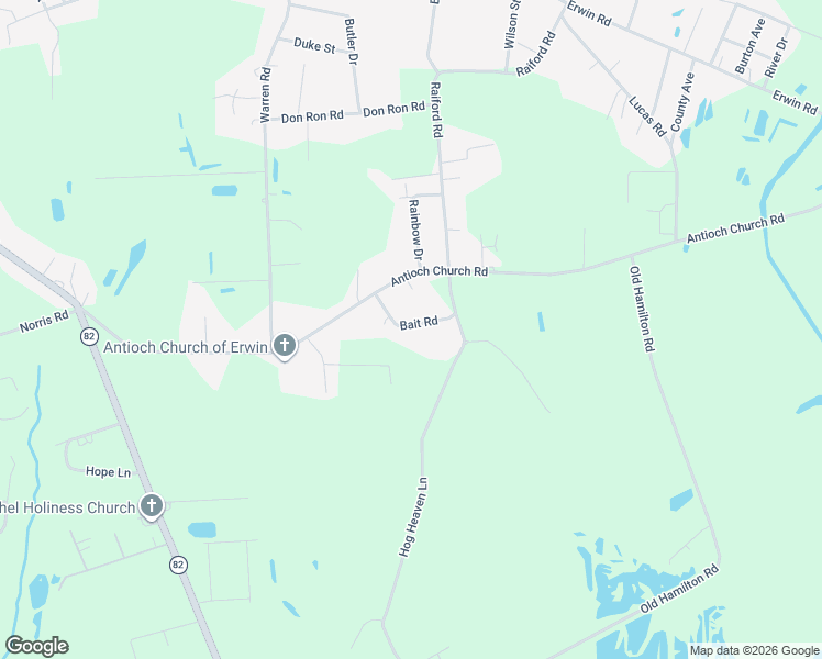 map of restaurants, bars, coffee shops, grocery stores, and more near 74 Bait Road in Dunn