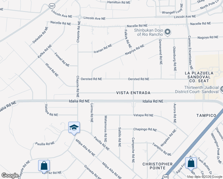 map of restaurants, bars, coffee shops, grocery stores, and more near 6617 Kalgan Road Northeast in Rio Rancho