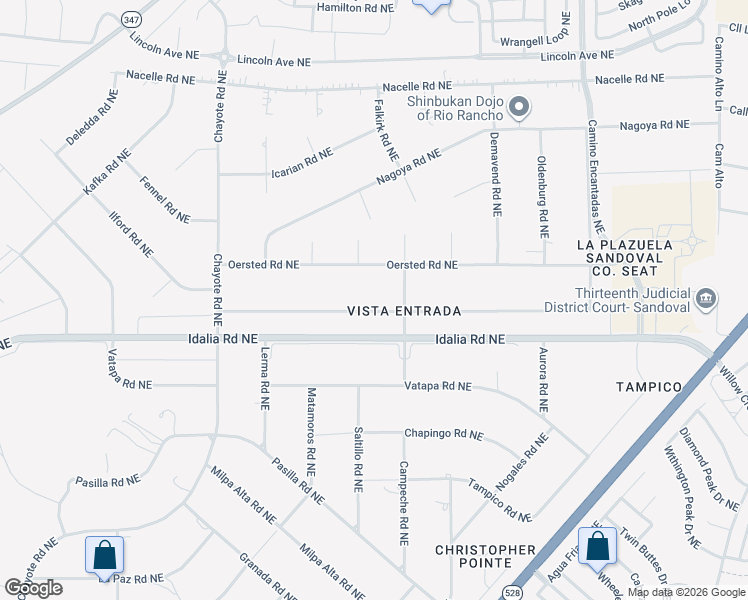map of restaurants, bars, coffee shops, grocery stores, and more near 6705 Kalgan Road Northeast in Rio Rancho