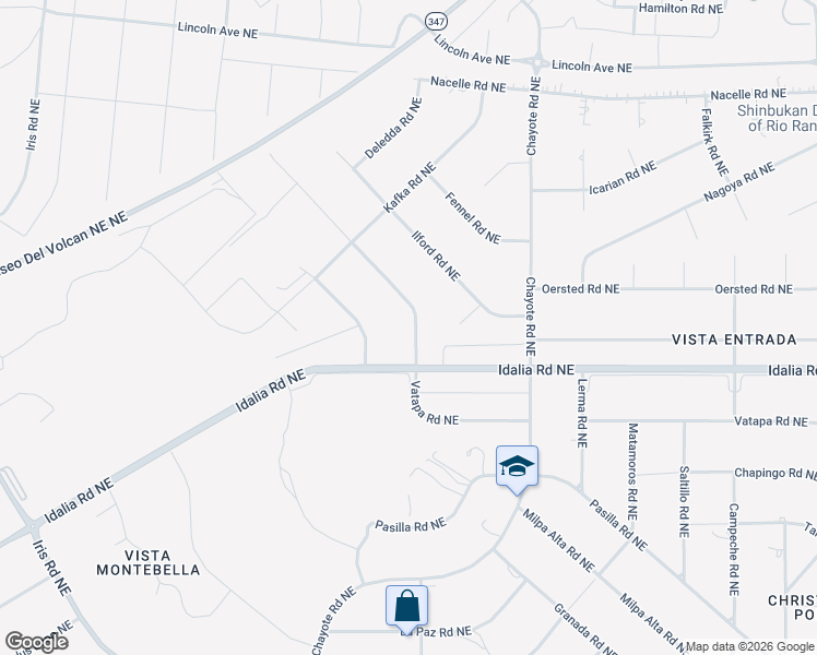 map of restaurants, bars, coffee shops, grocery stores, and more near 3021 Vatapa Road Northeast in Rio Rancho