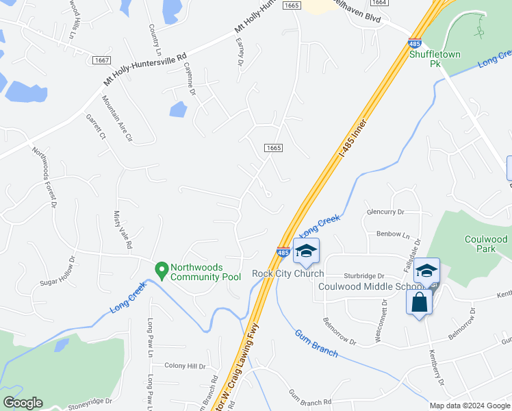 map of restaurants, bars, coffee shops, grocery stores, and more near 2924 Westwinds Court in Charlotte
