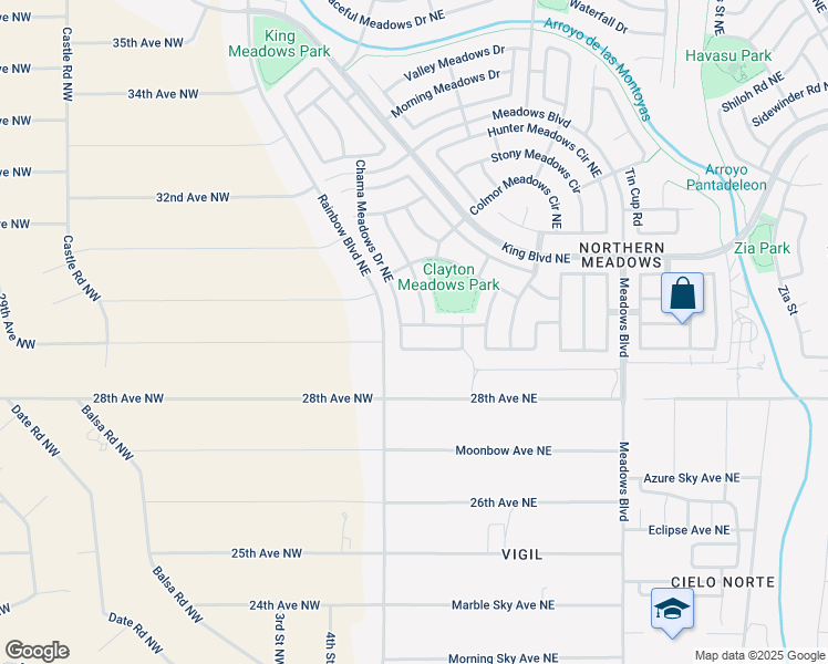 map of restaurants, bars, coffee shops, grocery stores, and more near 532 Truchas Meadows Drive Northeast in Rio Rancho