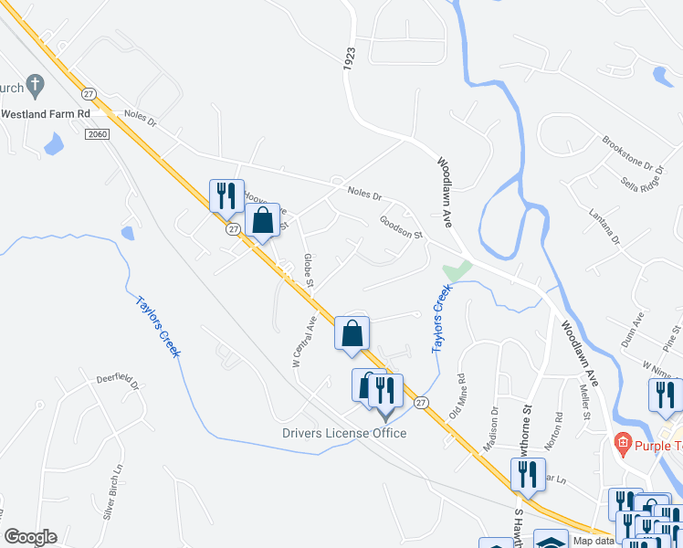 map of restaurants, bars, coffee shops, grocery stores, and more near 126 Houston Street in Mount Holly