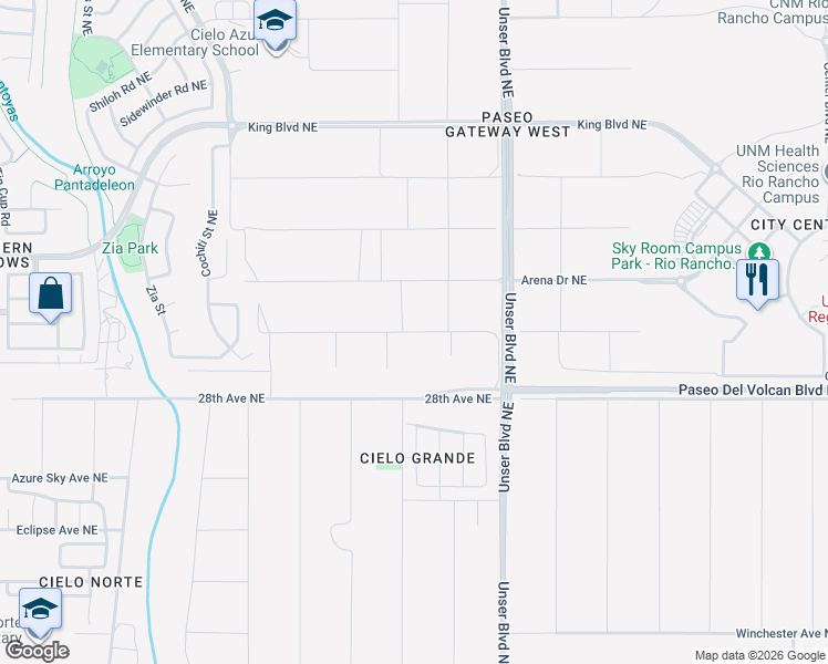 map of restaurants, bars, coffee shops, grocery stores, and more near 29th Avenue Northeast in Rio Rancho