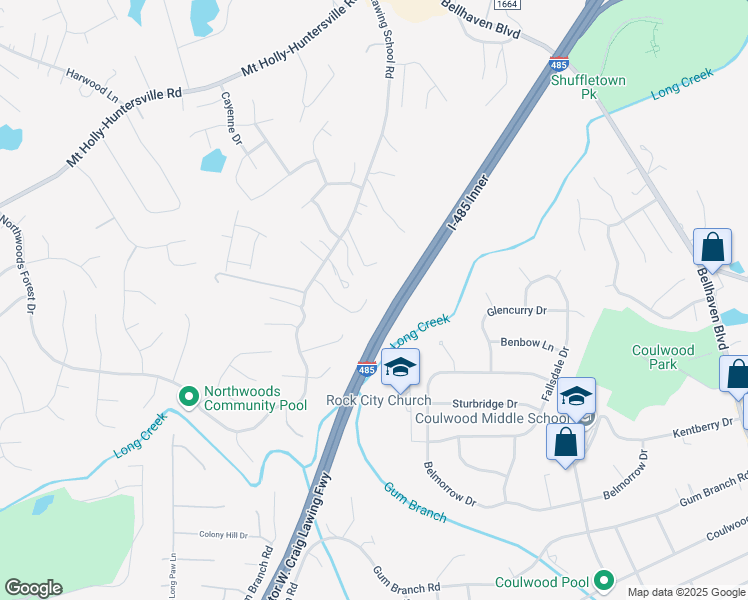 map of restaurants, bars, coffee shops, grocery stores, and more near 3044 Westwinds Court in Charlotte