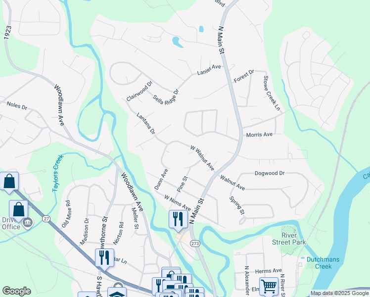 map of restaurants, bars, coffee shops, grocery stores, and more near 129 West Walnut Avenue in Mount Holly