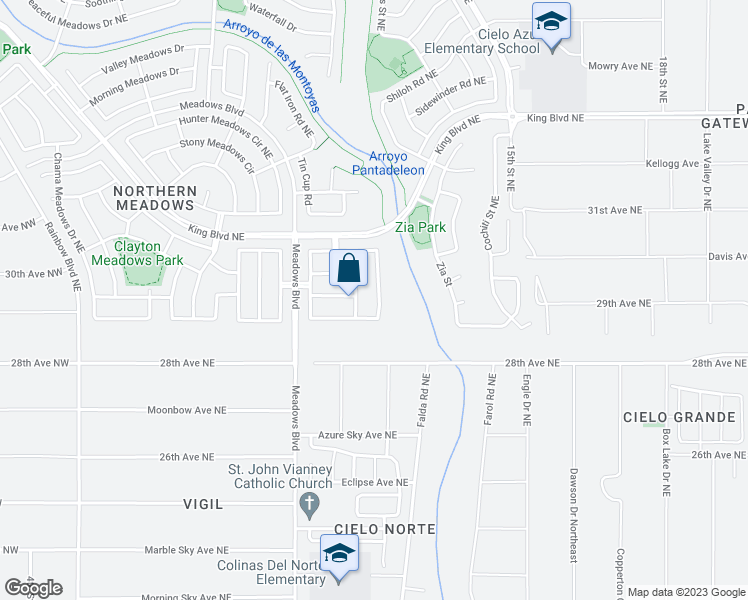 map of restaurants, bars, coffee shops, grocery stores, and more near 3013 Mason Meadows Drive in Rio Rancho