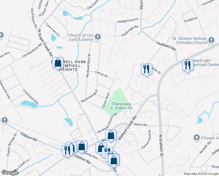 map of restaurants, bars, coffee shops, grocery stores, and more near 3221 Washington Place in Charlotte