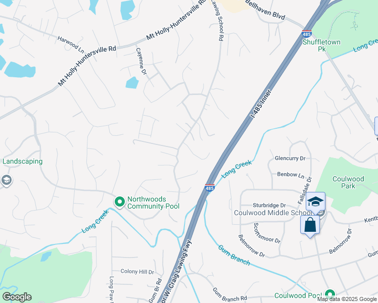 map of restaurants, bars, coffee shops, grocery stores, and more near 2931 Westwinds Court in Charlotte