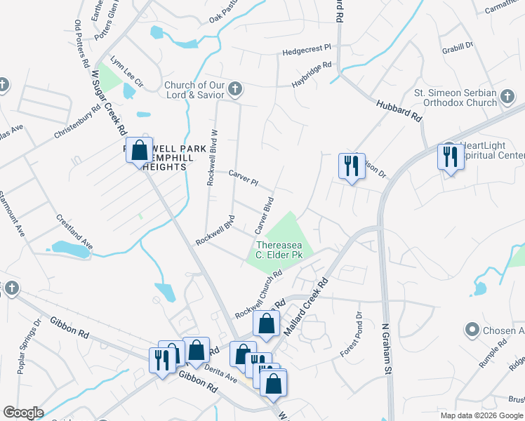 map of restaurants, bars, coffee shops, grocery stores, and more near in Charlotte