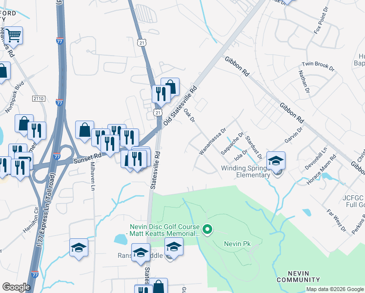 map of restaurants, bars, coffee shops, grocery stores, and more near in Charlotte