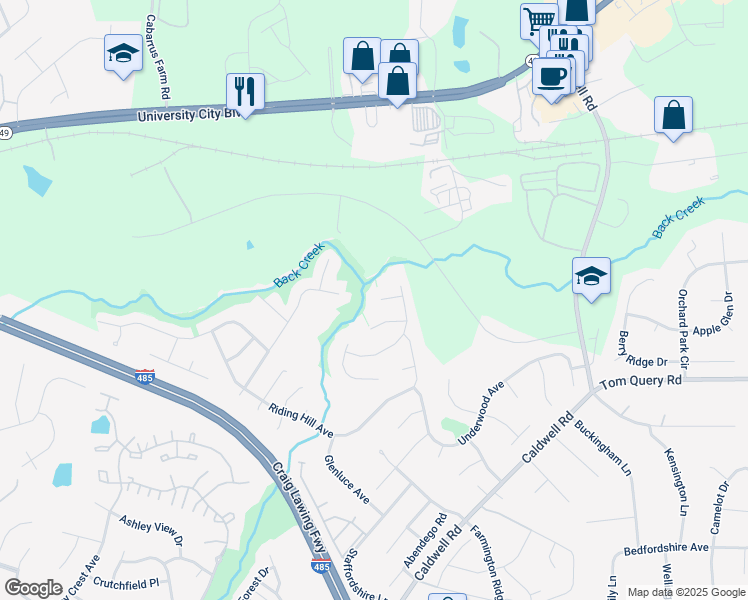 map of restaurants, bars, coffee shops, grocery stores, and more near 14230 Wentwater Street in Charlotte