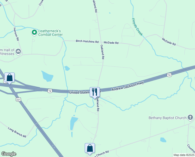 map of restaurants, bars, coffee shops, grocery stores, and more near 1954 Oakland Road in Forest City