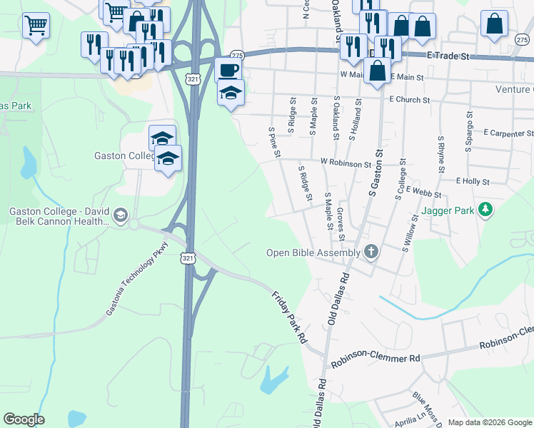 map of restaurants, bars, coffee shops, grocery stores, and more near 704 West Border Street in Dallas