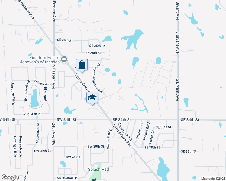 map of restaurants, bars, coffee shops, grocery stores, and more near 3206 Jason Ryan Circle in Moore