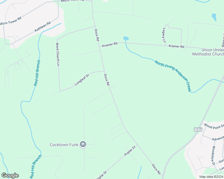 map of restaurants, bars, coffee shops, grocery stores, and more near 16 Morrisday Lane in Lillington