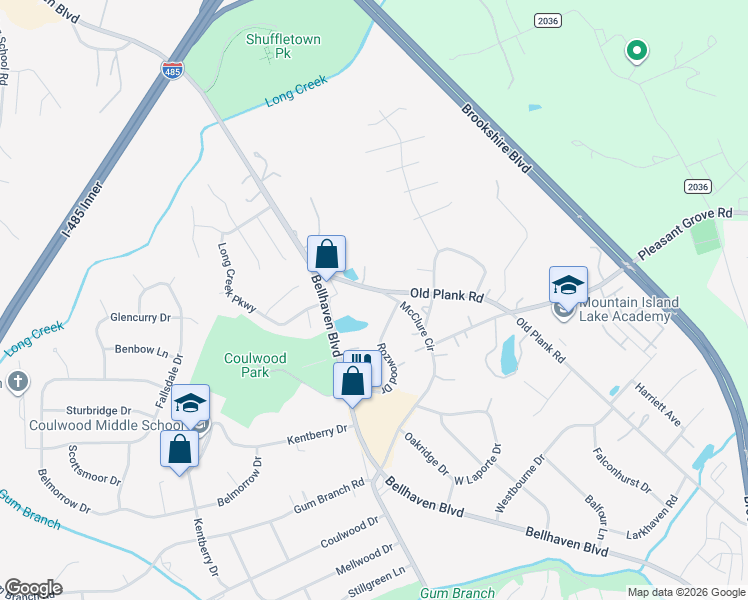 map of restaurants, bars, coffee shops, grocery stores, and more near 8825 McClure Circle in Charlotte