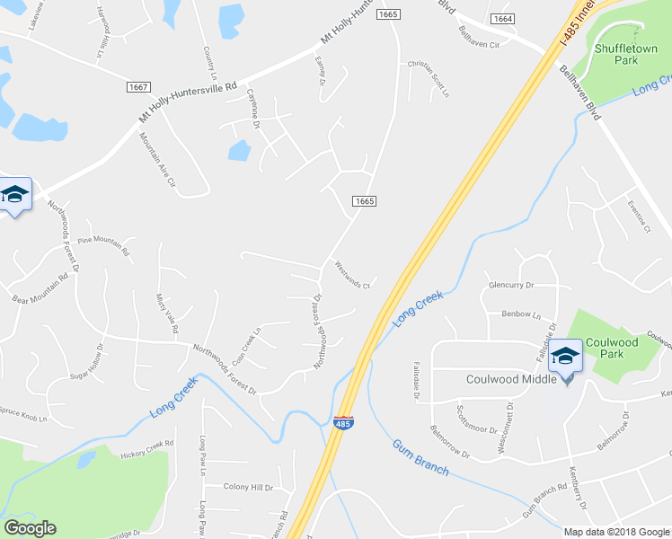 map of restaurants, bars, coffee shops, grocery stores, and more near 2931 Westwinds Court in Charlotte