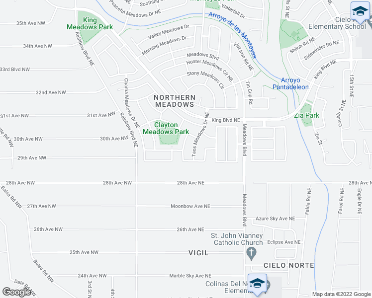 map of restaurants, bars, coffee shops, grocery stores, and more near 3024 Solano Meadows Drive Northeast in Rio Rancho