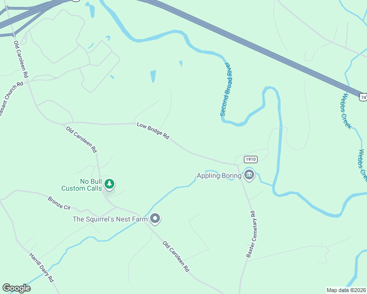 map of restaurants, bars, coffee shops, grocery stores, and more near 464 Low Bridge Road in Forest City