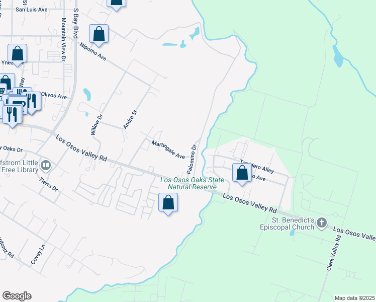 map of restaurants, bars, coffee shops, grocery stores, and more near 1785 Martingale Avenue in Baywood-Los Osos