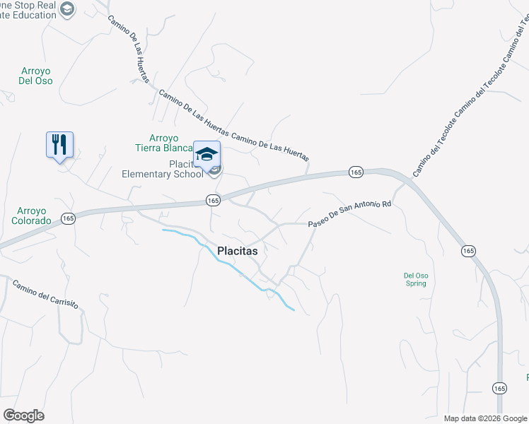 map of restaurants, bars, coffee shops, grocery stores, and more near 55 Paseo De San Antonio Road in Placitas
