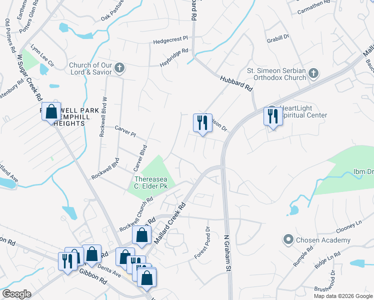 map of restaurants, bars, coffee shops, grocery stores, and more near in Charlotte