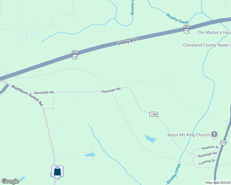 map of restaurants, bars, coffee shops, grocery stores, and more near 2113 Randolph Road in Shelby