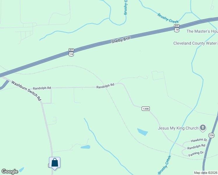 map of restaurants, bars, coffee shops, grocery stores, and more near 2113 Randolph Road in Shelby