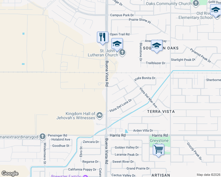 map of restaurants, bars, coffee shops, grocery stores, and more near 11218 Vista De Cally Drive in Bakersfield