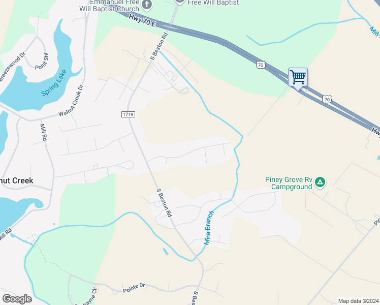 map of restaurants, bars, coffee shops, grocery stores, and more near 210 Ellington Way in La Grange