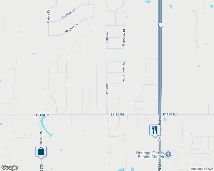map of restaurants, bars, coffee shops, grocery stores, and more near 1203 Riata Road in Tuttle