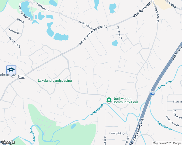 map of restaurants, bars, coffee shops, grocery stores, and more near 1832 Misty Vale Road in Charlotte