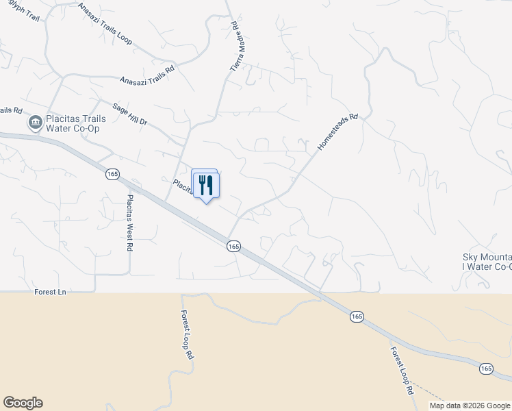 map of restaurants, bars, coffee shops, grocery stores, and more near 21 Homesteads Road in Placitas