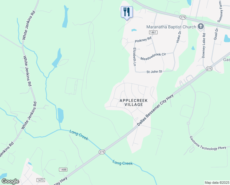 map of restaurants, bars, coffee shops, grocery stores, and more near Winesap Drive in Gastonia