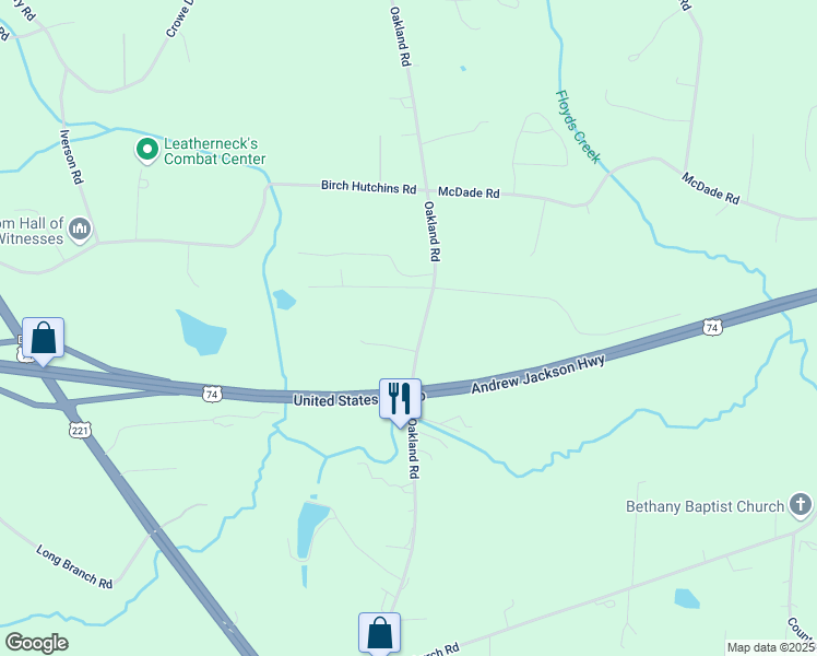 map of restaurants, bars, coffee shops, grocery stores, and more near 1954 Oakland Road in Forest City