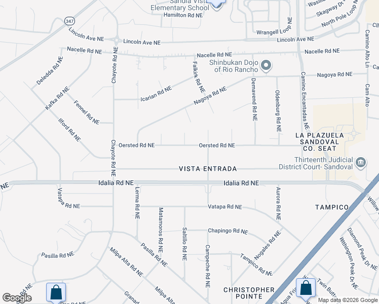 map of restaurants, bars, coffee shops, grocery stores, and more near 6705 Kalgan Road Northeast in Rio Rancho