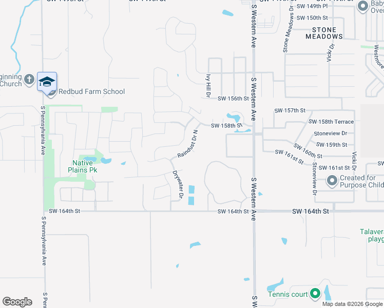 map of restaurants, bars, coffee shops, grocery stores, and more near 1104 Southwest 160th Street in Oklahoma City