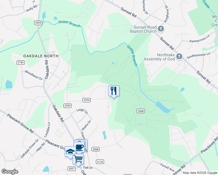 map of restaurants, bars, coffee shops, grocery stores, and more near 2100 Shalimar Drive in Charlotte