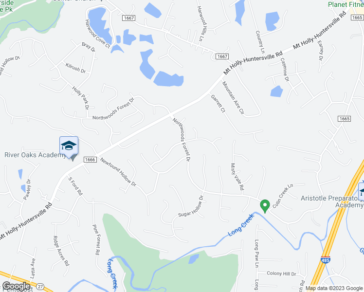 map of restaurants, bars, coffee shops, grocery stores, and more near 1701 Pine Mountain Road in Charlotte