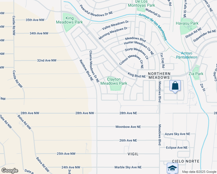 map of restaurants, bars, coffee shops, grocery stores, and more near 3106 Thoreau Meadows Drive Northeast in Rio Rancho