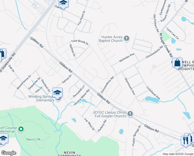 map of restaurants, bars, coffee shops, grocery stores, and more near 4707 Gibbons Link Road in Charlotte