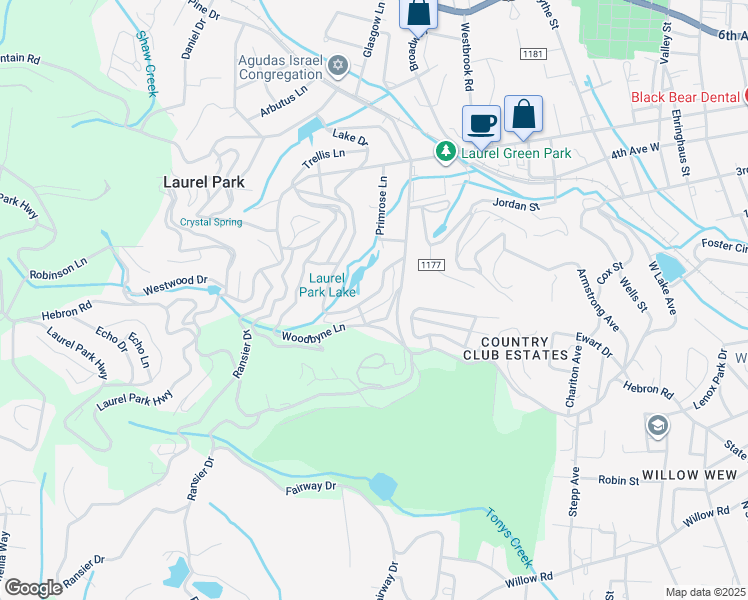 map of restaurants, bars, coffee shops, grocery stores, and more near 27 Lake Drive in Hendersonville
