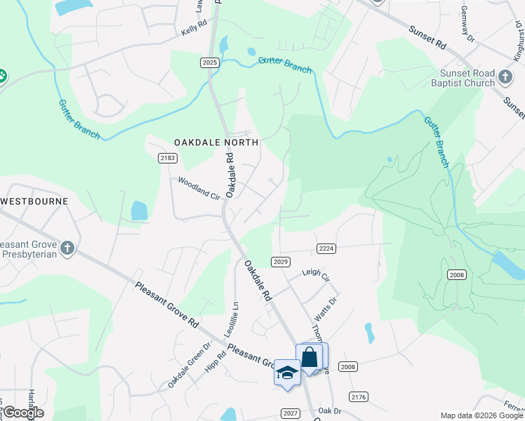map of restaurants, bars, coffee shops, grocery stores, and more near 2814 Oakdale Pasture Drive in Charlotte