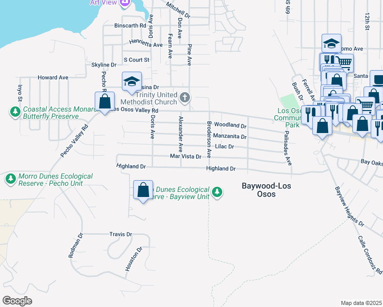 map of restaurants, bars, coffee shops, grocery stores, and more near 532 Mar Vista Drive in Baywood-Los Osos