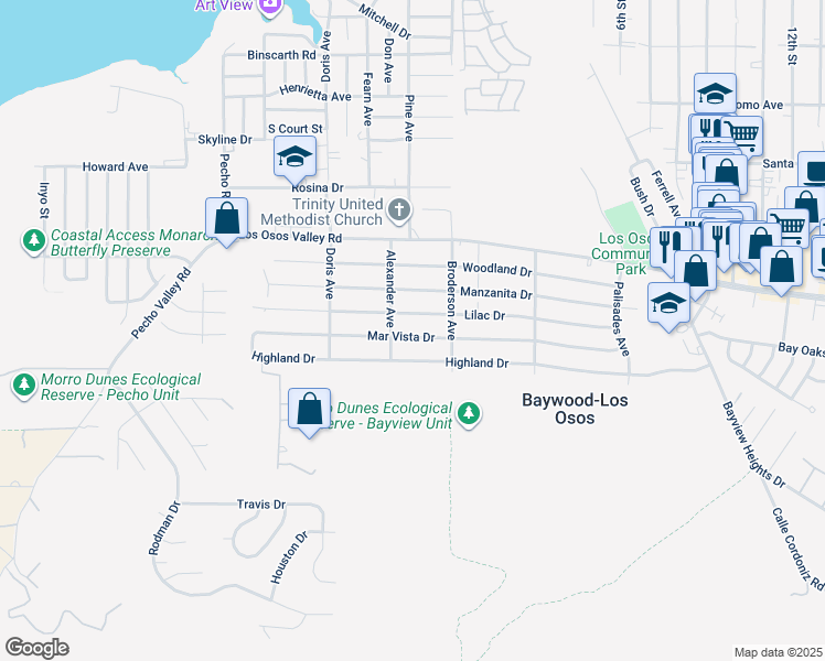 map of restaurants, bars, coffee shops, grocery stores, and more near 532 Mar Vista Drive in Baywood-Los Osos