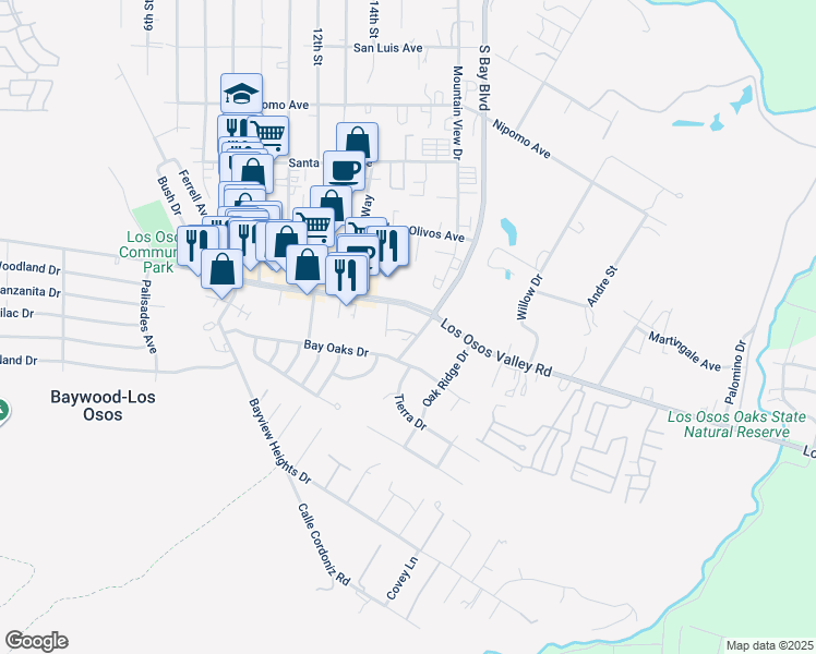 map of restaurants, bars, coffee shops, grocery stores, and more near 1320 Van Beurden Drive in Baywood-Los Osos